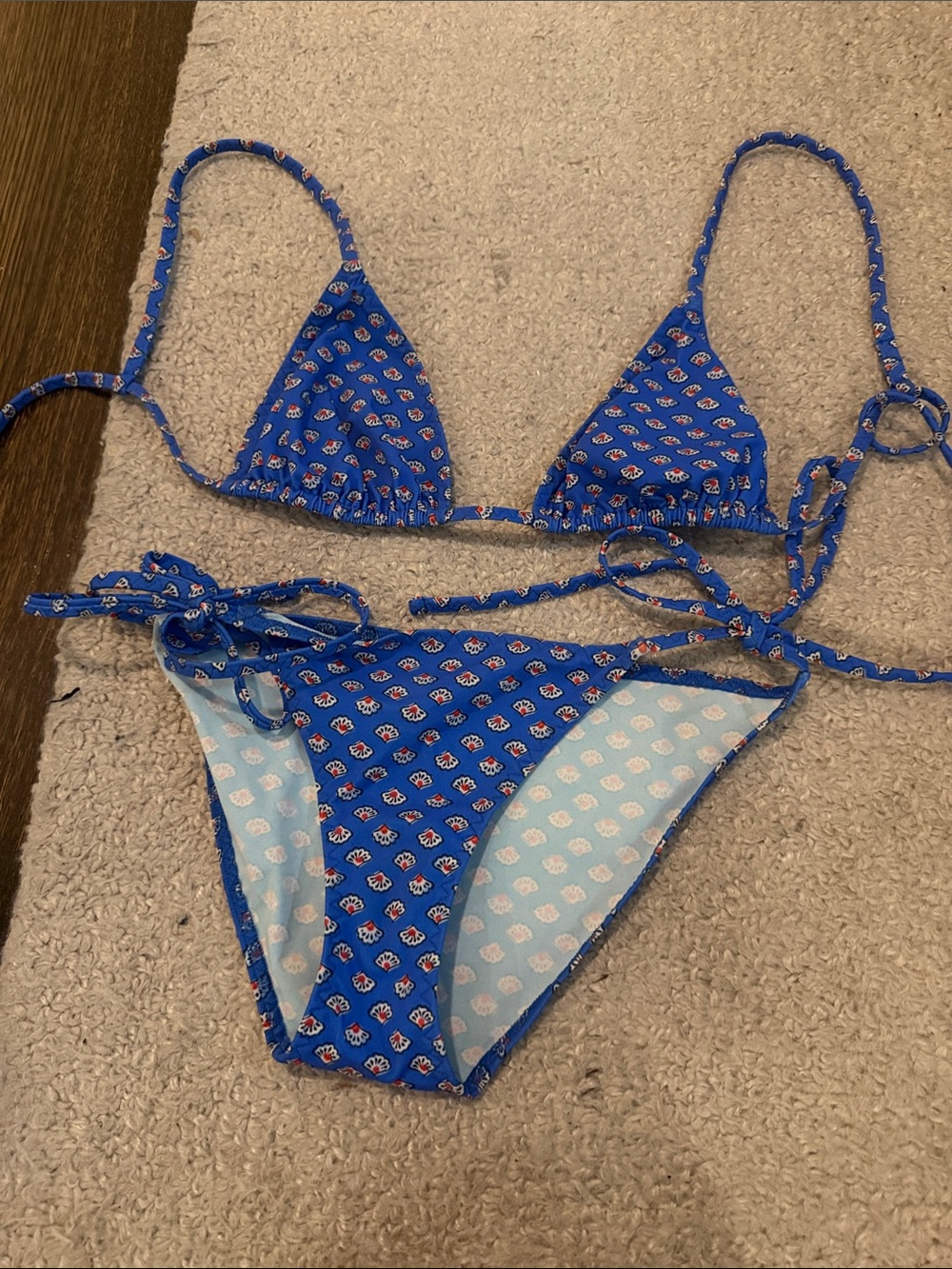 Doen Royal Blue Floral-Print Triangle Bikini